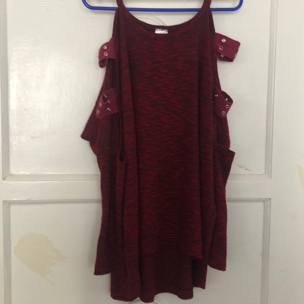 Girls burnout red sweater with cut-out arms